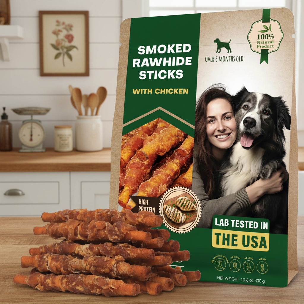 Dog Smoked Rawhide Sticks Wrapped Chicken