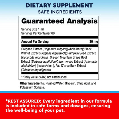 Cats & Dogs Liquid Herbal Medicine Treatment for Tapeworm, Whipworm, Roundworm and Hookworm