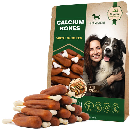 Dog Calcium Bones Wrapped Chicken & Rawhide Free Chew Treats