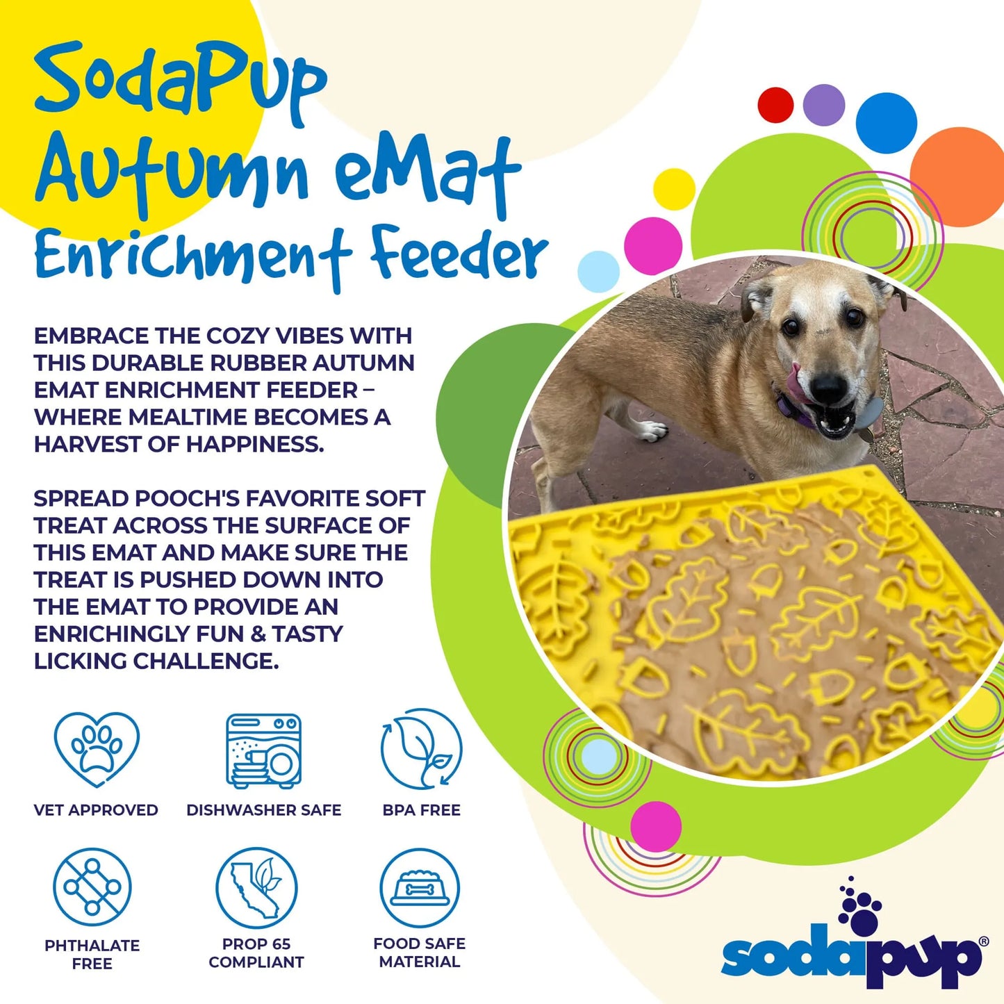 Autumn eMat - Enrichment Lick Mat For Dogs and Cats| Fall Leaves Design
