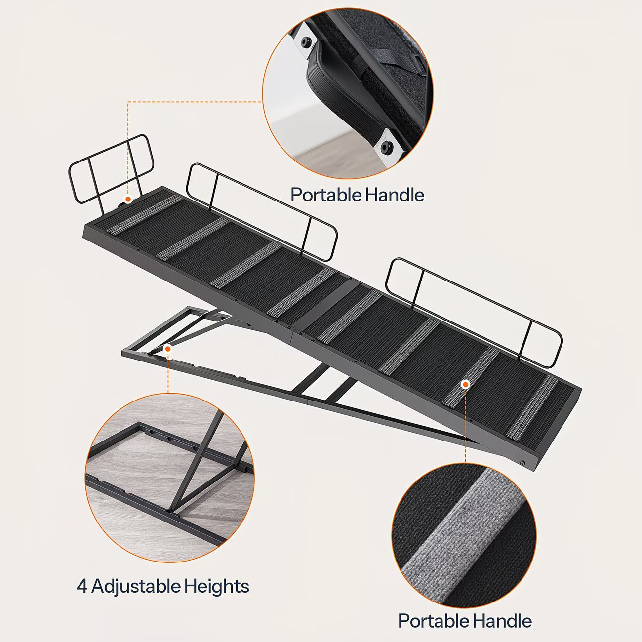 63 Inch Adjustable Dog Ramp for Bed and Couch