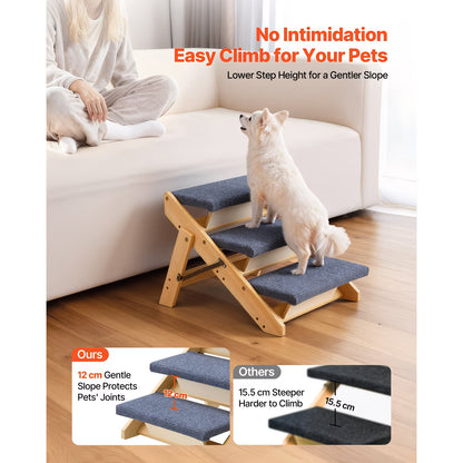 Wood 3-Step Pet Stairs Foldable Dog Ladder for Beds