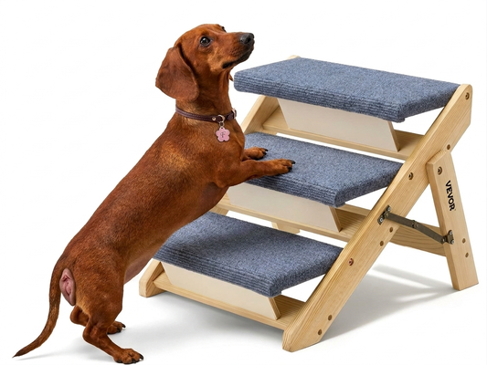 Wood 3-Step Pet Stairs Foldable Dog Ladder for Beds